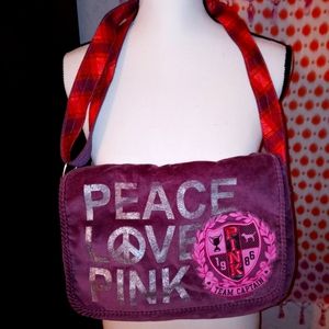 Victorias Secret Pink Rare Vintage Purple peace love pink messanger bag tote